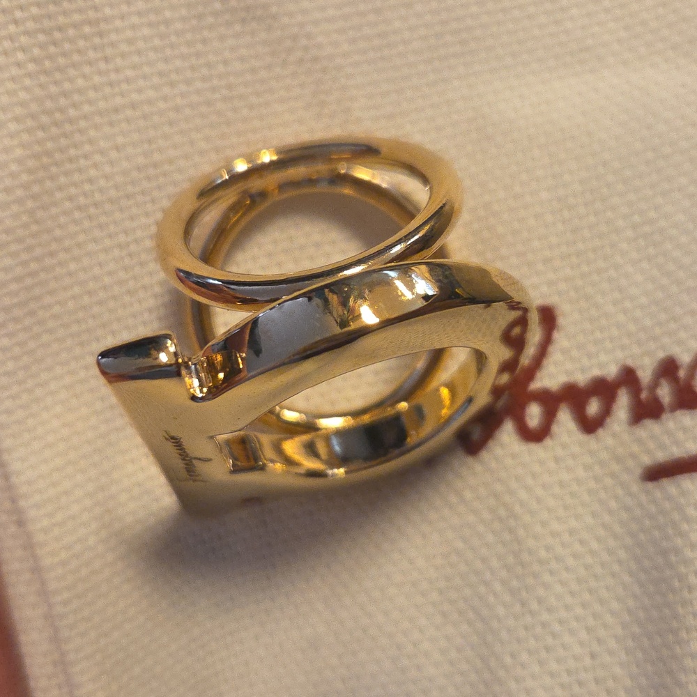Salvatore Ferragamo Scarf Ring With Box And Dust Bag Gold Buckle with Pouch - Picture 4 of 16